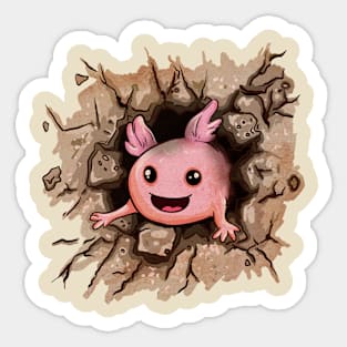 Axolotl in a Wall Hole Sticker